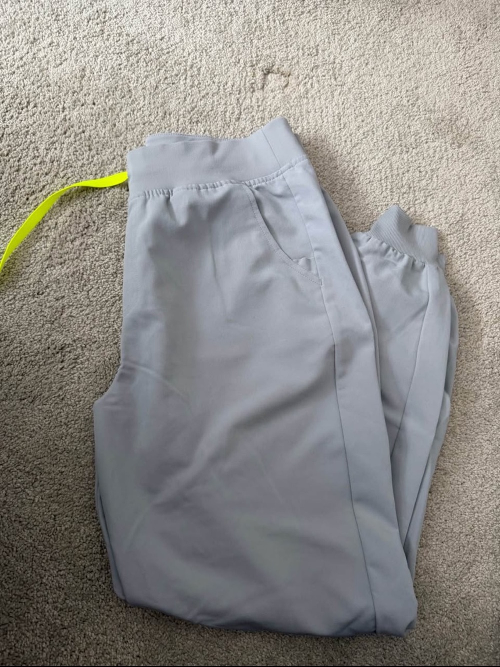 FIGS Light Gray Joggers with Neon Drawstring